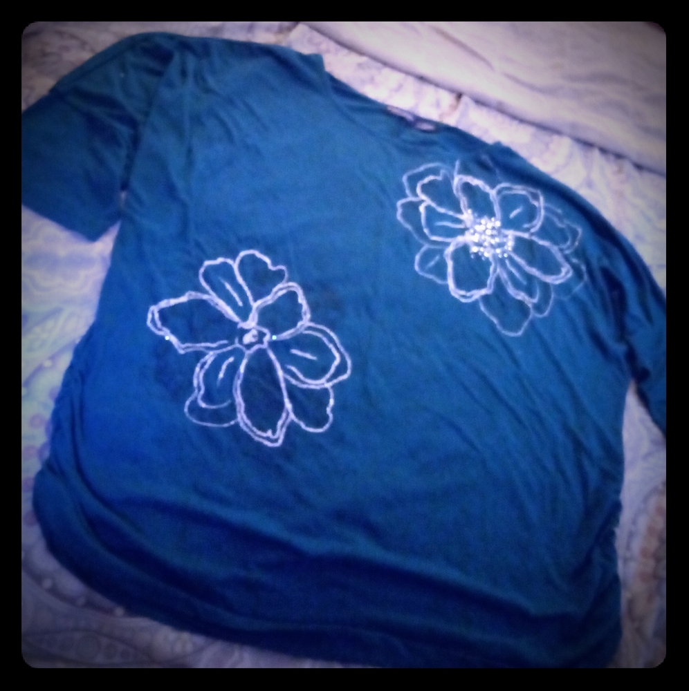 Blue floral top with scrunched sides